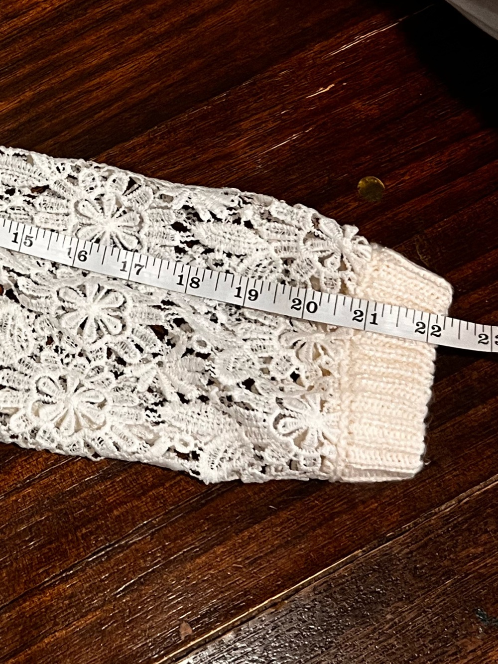 Chunky Knit Crochet Floral Long Sleeves Oversized Cream Cottagecore Cardigan - Picture 11 of 12